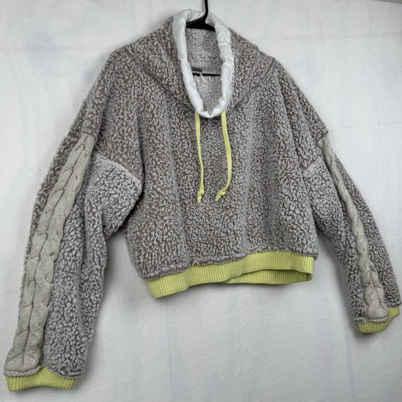 Free People Wild Heart Faux Shearling Pullover Size L Green - Picture 4 of 14